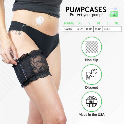 Pumpcases Black Stretch Lace Garter for Insulin Pump or Insulin Pen
